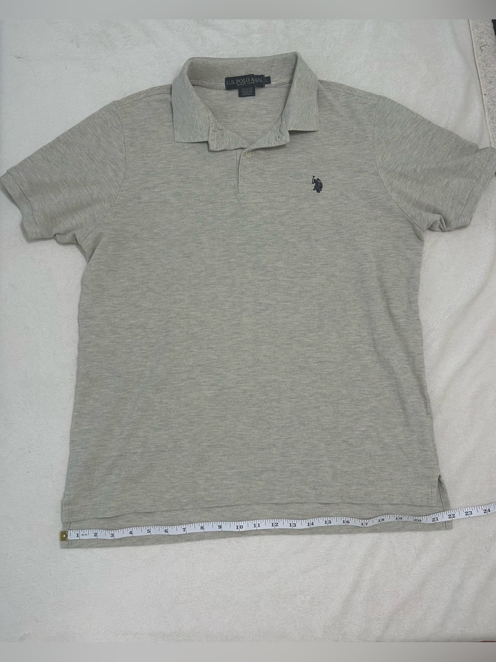 U.S. Polo Assn. Men's Heather Light Gray Polo with Navy Logo